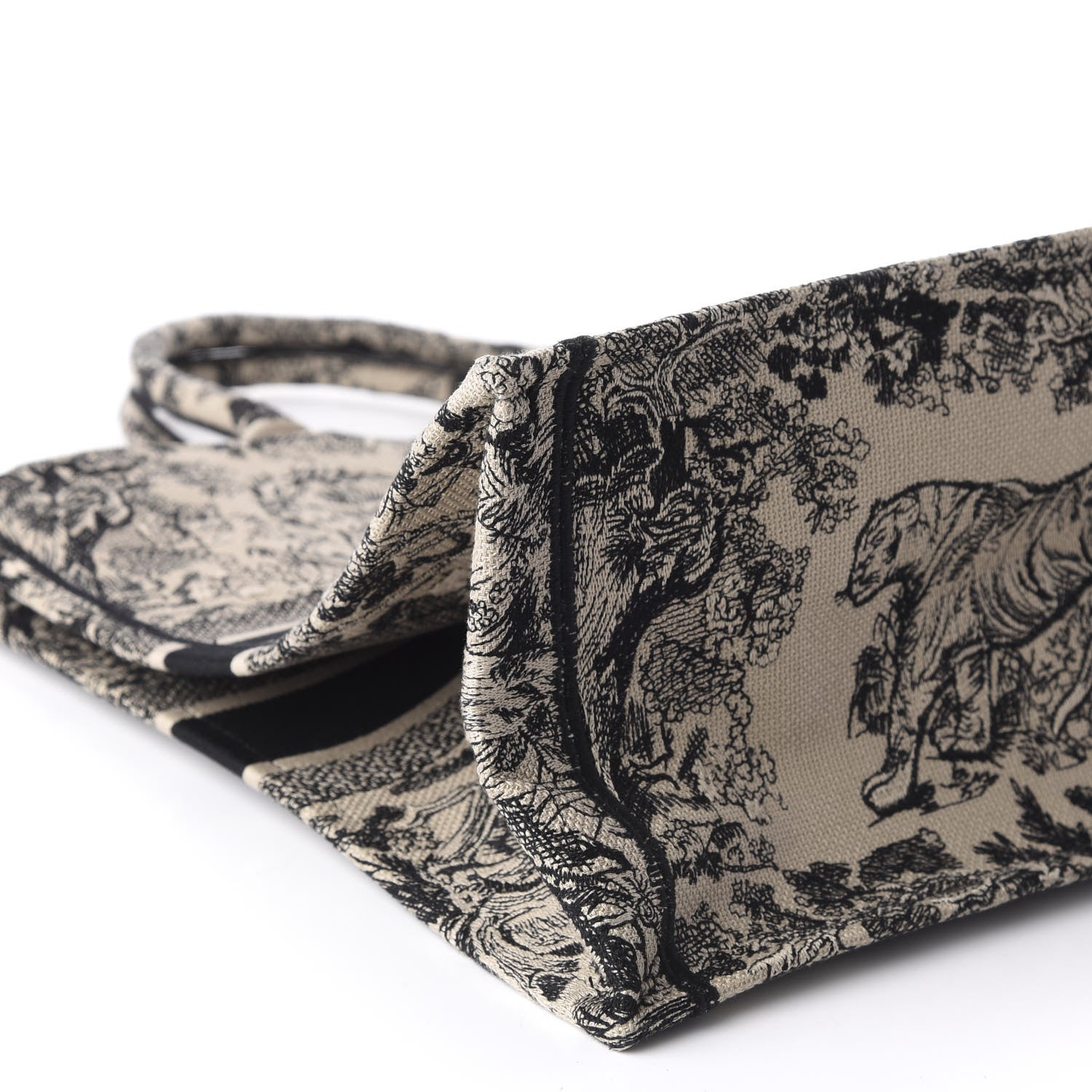 Christian Dior Canvas Embroidered Large Dioriviera Toile De Jouy Book Tote Black 6 of 11