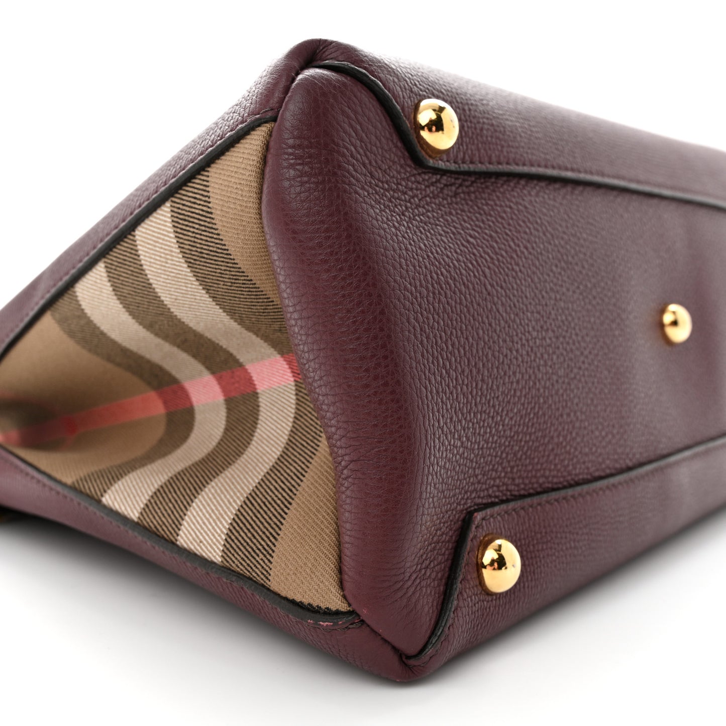 Derby Calfskin House Check Medium Banner Tote Mahogany Red