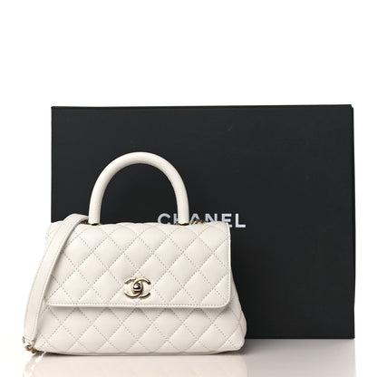 Chanel Caviar Quilted Mini Coco Handle Flap White 11 of 11