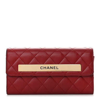 Chanel Lambskin Quilted Trendy CC Large Gusset Flap Wallet Dark Red 1 of 14