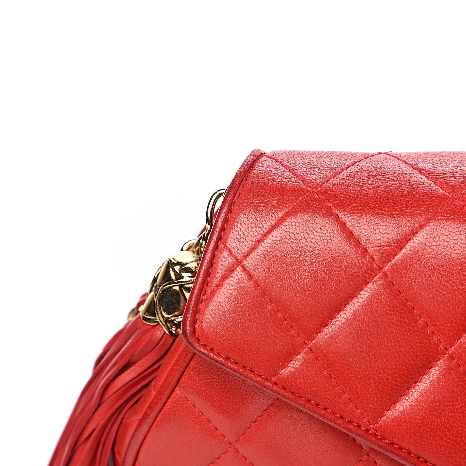 Chanel Lambskin Quilted CC Tassel Flap Red 14 of 26