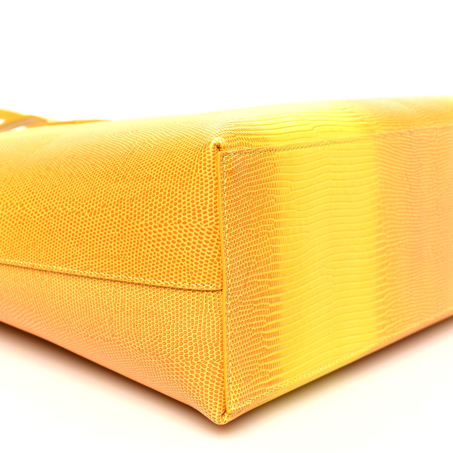 Burberry Calfskin Lizard Embossed Large Tote Yellow 1757434