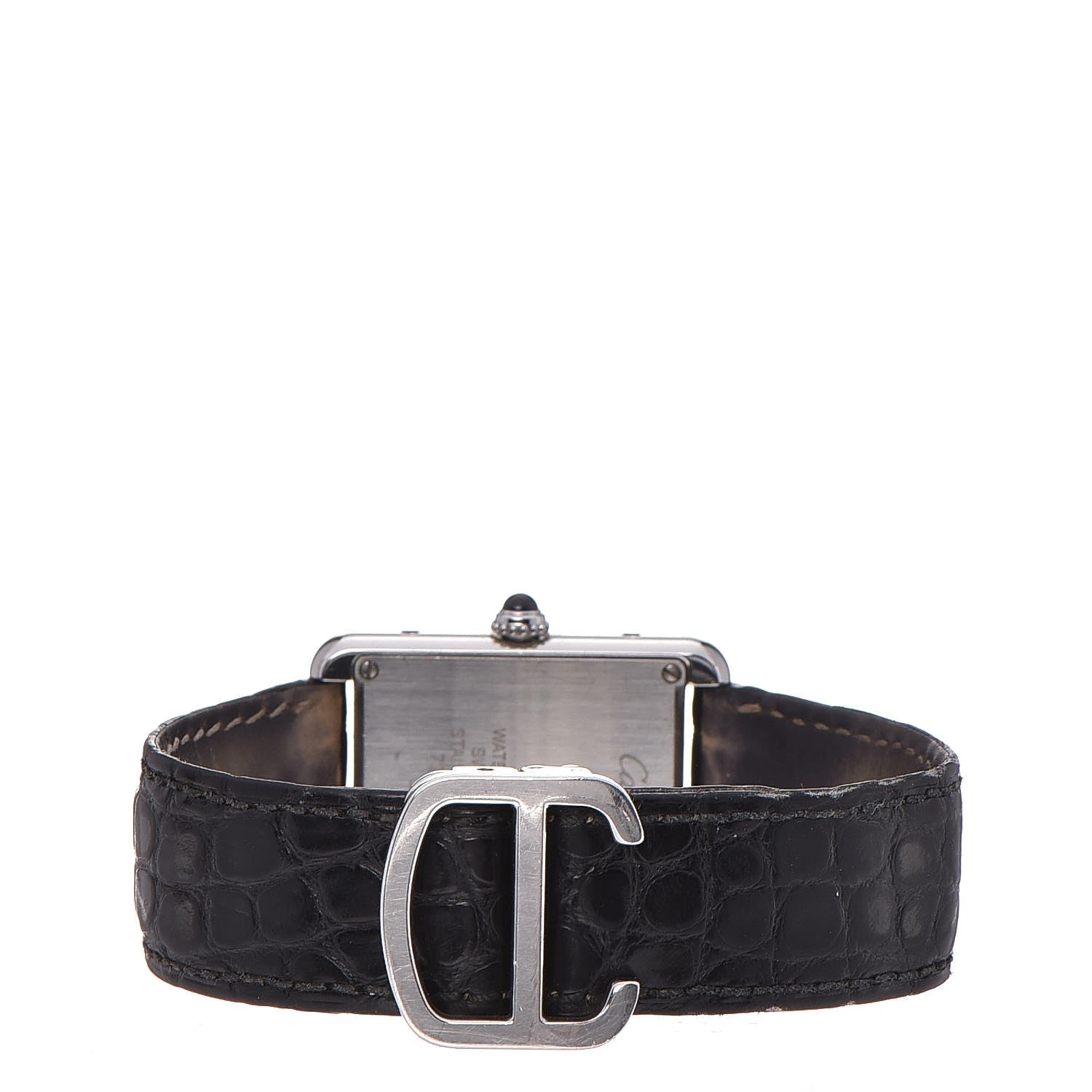 Cartier Stainless Steel Alligator 24mm Tank Solo Quartz Watch 4 of 11