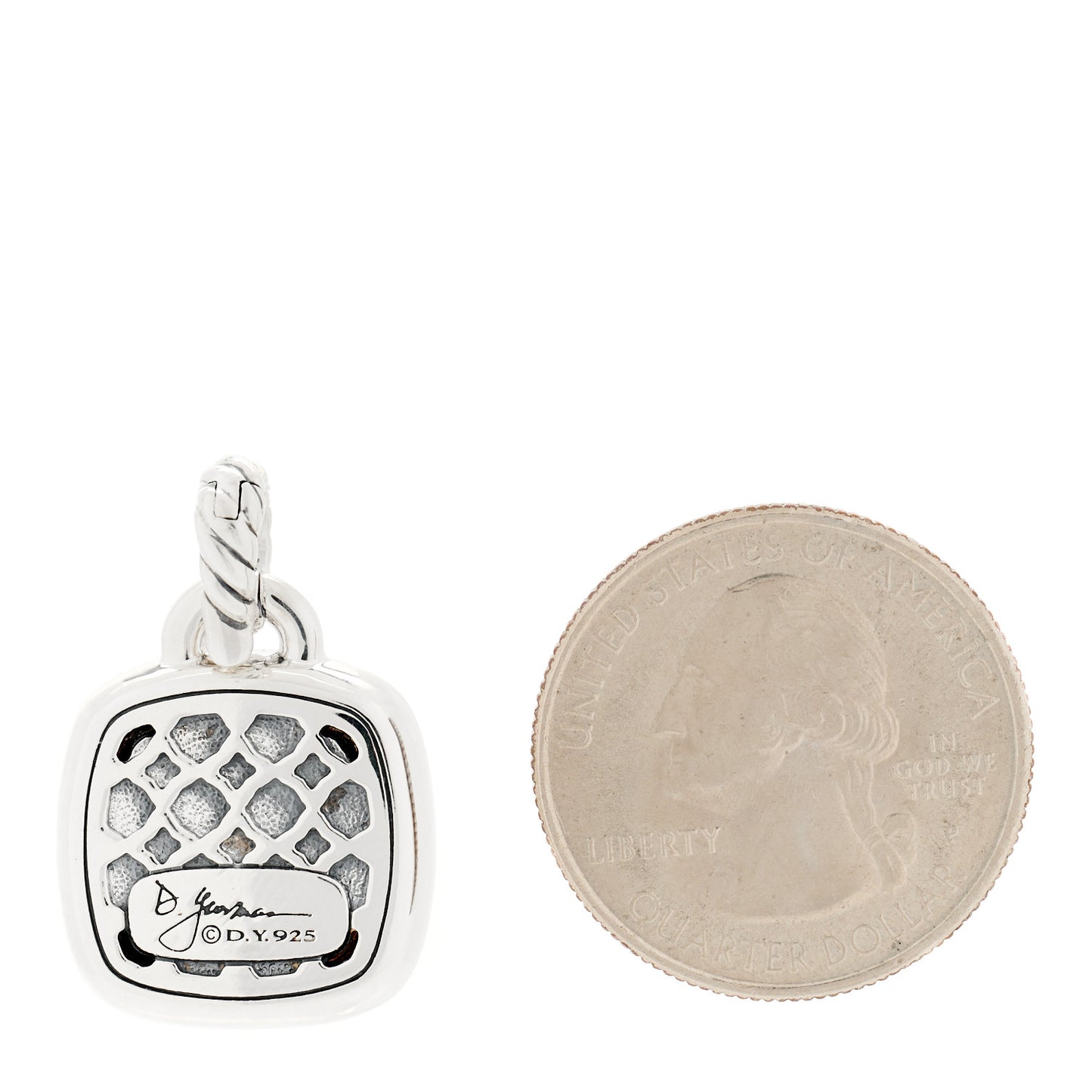 Sterling Silver Black Onyx Diamond 14mm Albion Enhancer Pendant