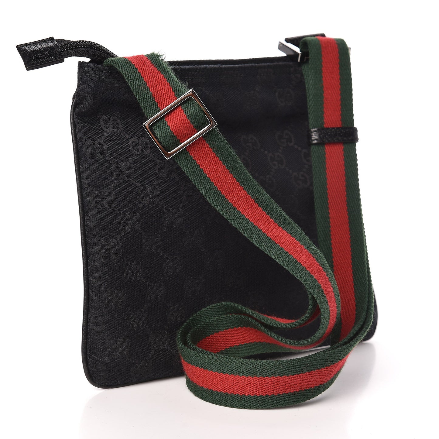 Monogram Web Small Flat Messenger Bag Black