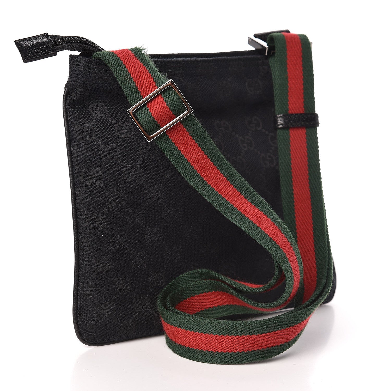 Gucci Monogram Web Small Flat Messenger Bag Black 3 of 11