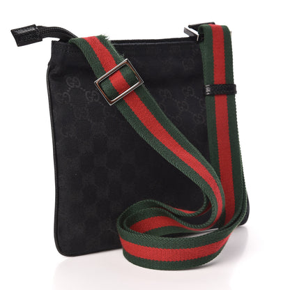 Gucci Monogram Web Small Flat Messenger Bag Black 3 of 11