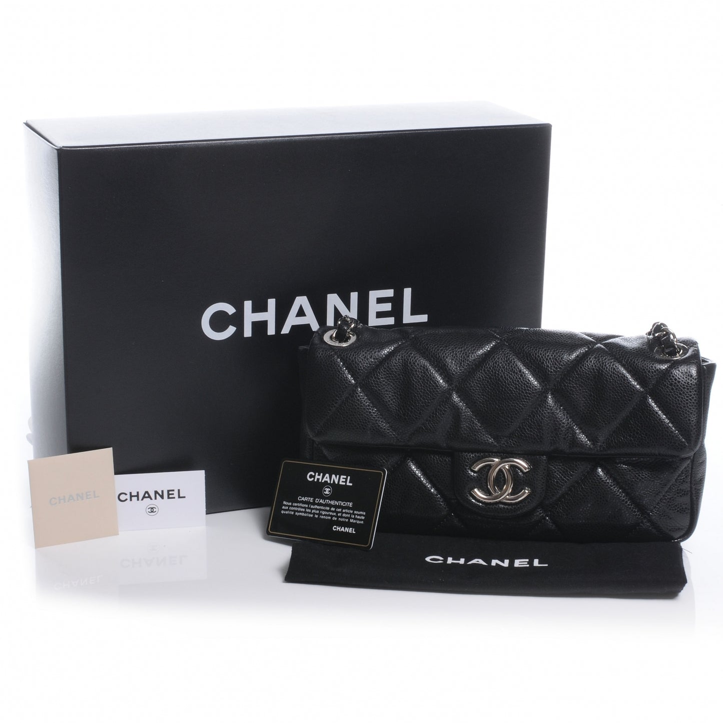 Glazed Caviar Medium Flap Black