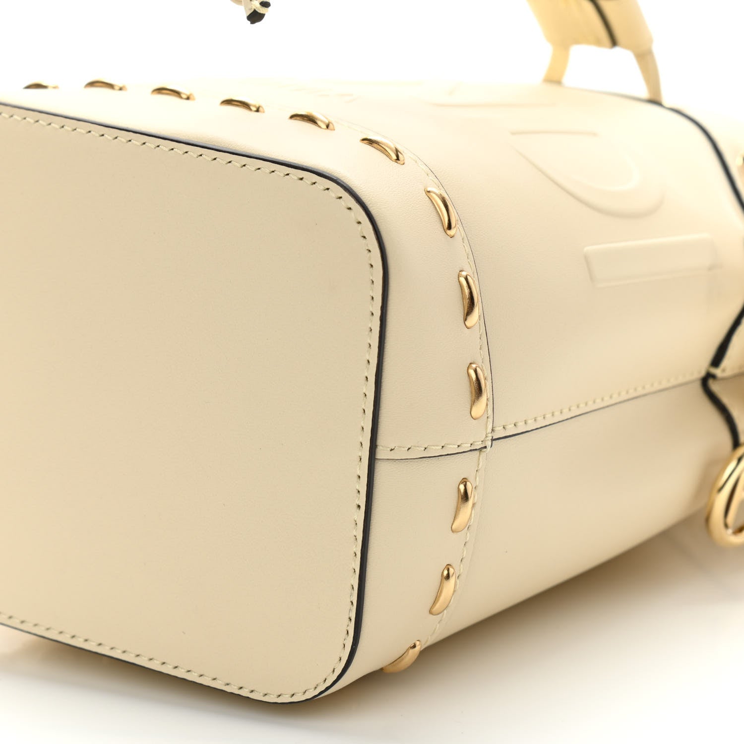 Fendi Vitello King F is Fendi Logo Debossed Metal Stitch Mini Mon Tresor Bucket Bag Pergamena 6 of 10