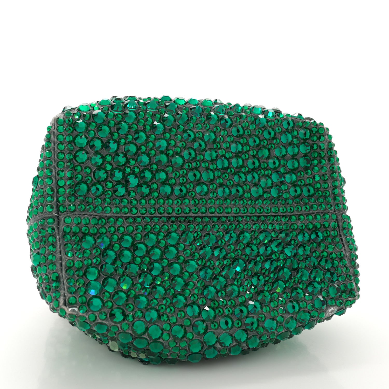 Jimmy Choo Satin Hotfix Crystal Embellished Bon Bon Bucket Bag Green Silver 4 of 15