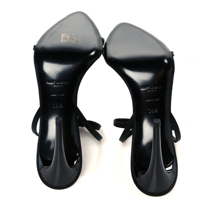 Saint Laurent Crepe Satin Crystal New Nuit 90 Ankle Strap Sandals 38.5 Black 6 of 10