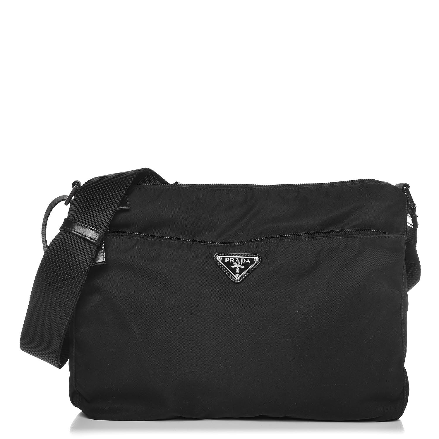 Prada Nylon Flat Messenger Bag Black 1 of 9