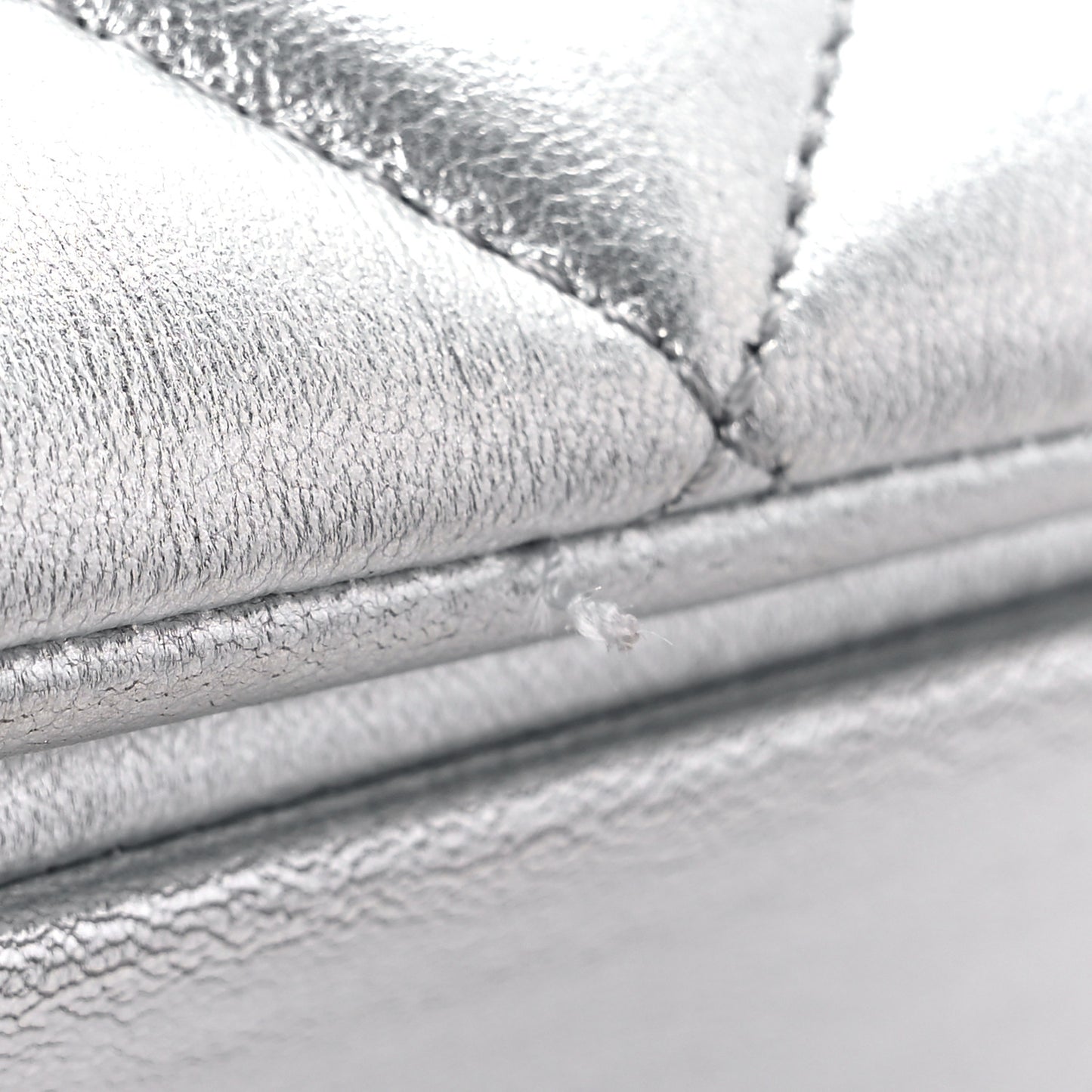 Metallic Lambskin Quilted Small Trendy CC Flap Dual Handle Bag Silver