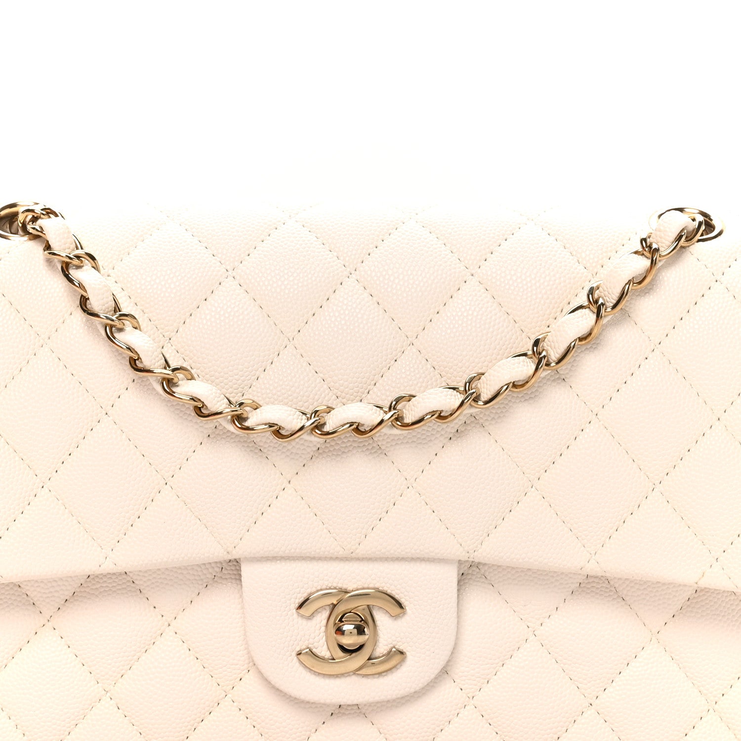 Chanel Caviar Quilted Medium Double Flap White 8 of 10