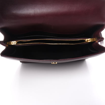 Saint Laurent Calfskin Crocodile Embossed Medium Moujik Top Handle Bag Amarena 5 of 14