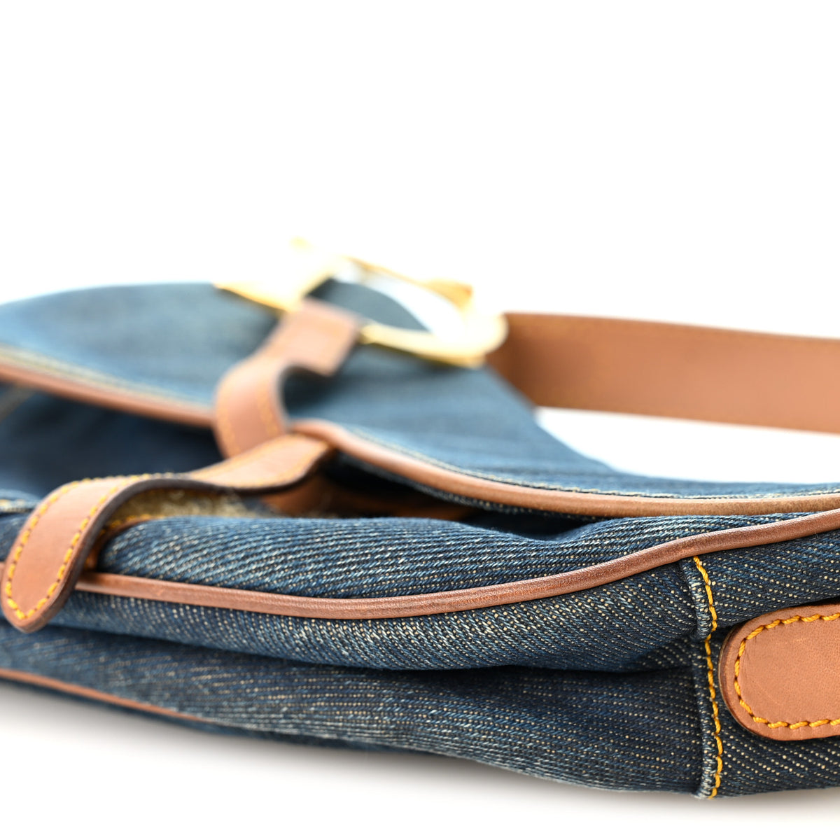 Christian Dior Denim Calfskin Saddle Bag Blue 9 of 10