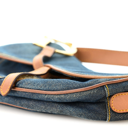 Christian Dior Denim Calfskin Saddle Bag Blue 9 of 10