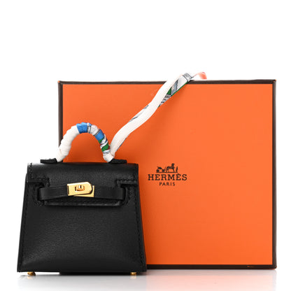 Hermes Tadelakt Mini Kelly Twilly Bag Charm Black 7 of 7