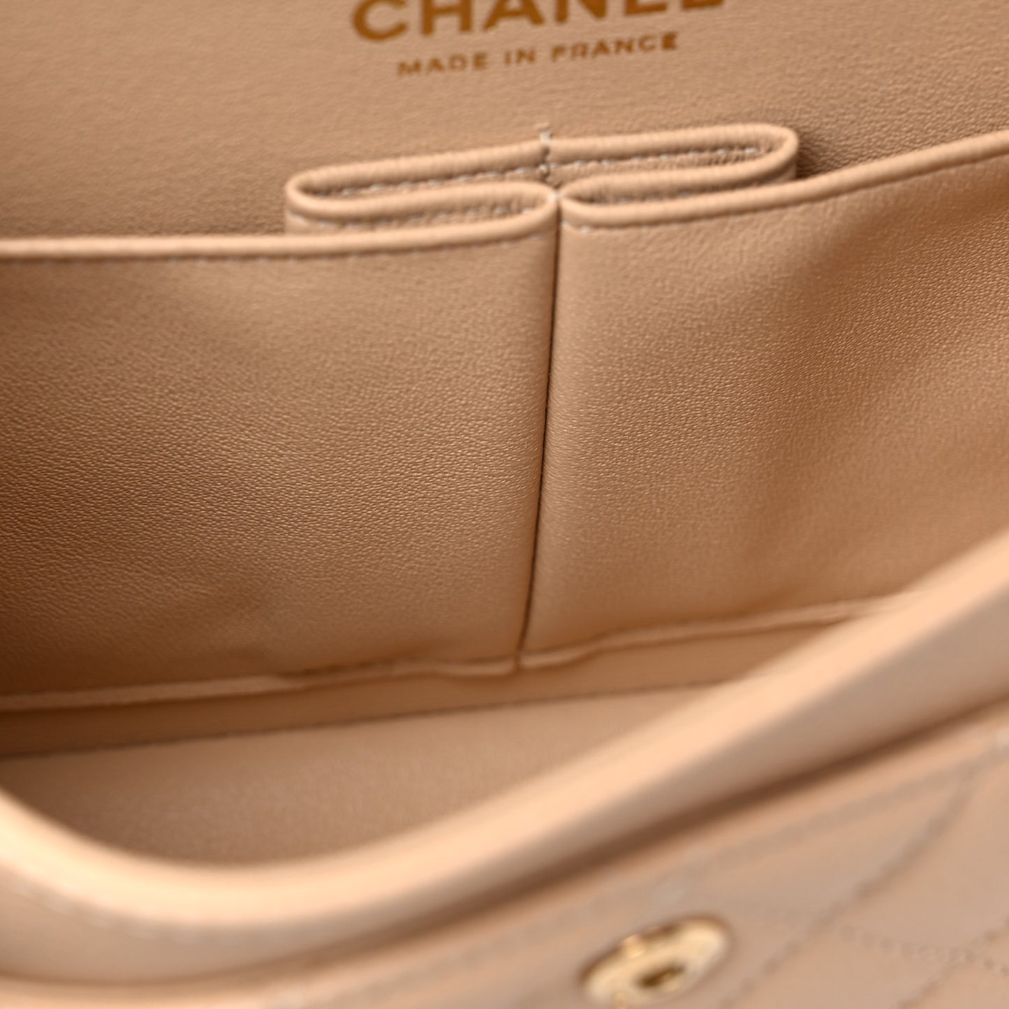 Caviar Quilted Small Double Flap Beige
