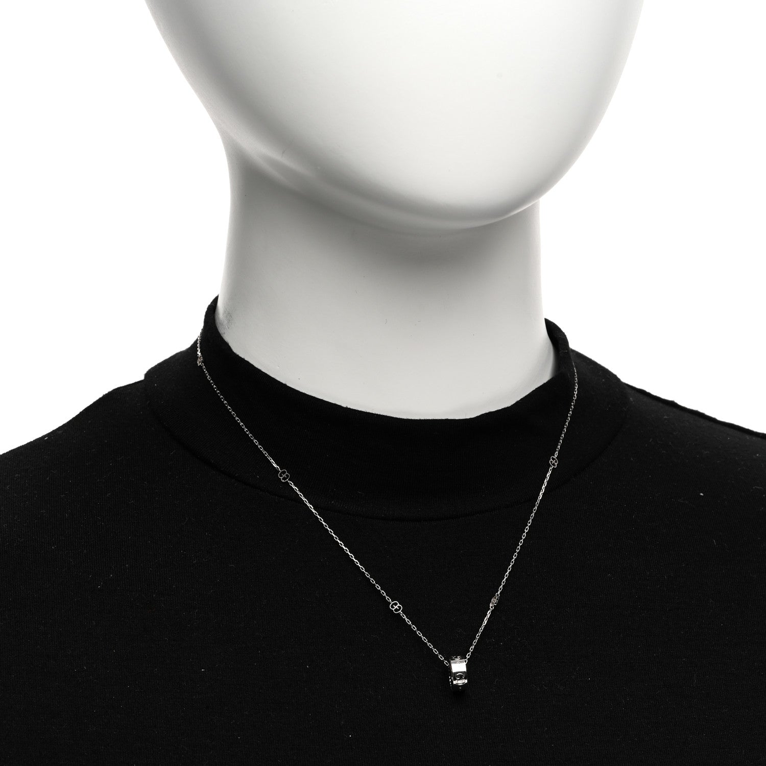 Gucci 18K White Gold Icon Heart Pendant Necklace 2 of 5