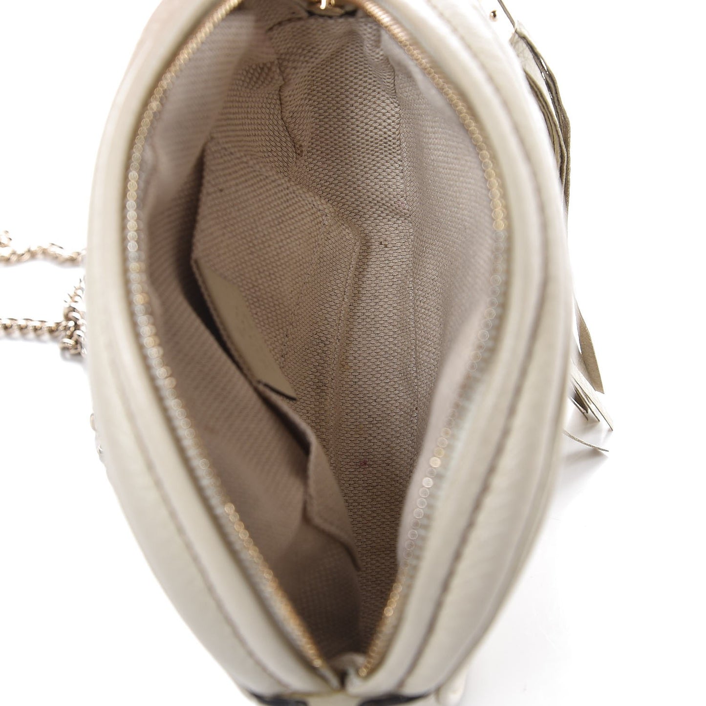 Pebbled Calfskin Mini Soho Chain Bag Off White