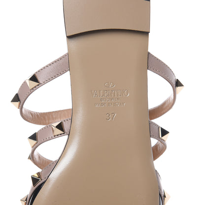 Valentino Garavani Patent Rockstud Flat Cage Mules 37 Black Poudre 7 of 8
