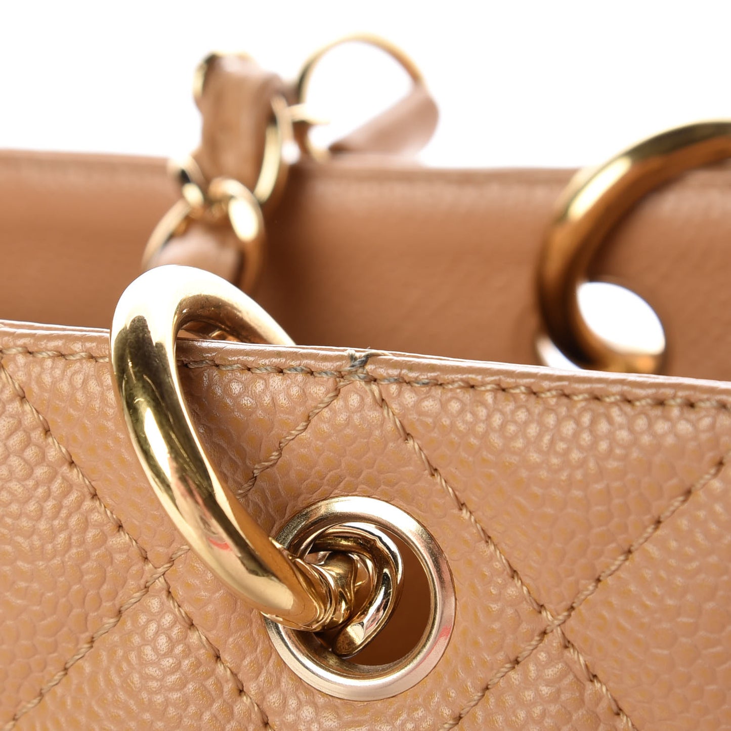 Caviar Quilted Grand Shopping Tote GST Beige