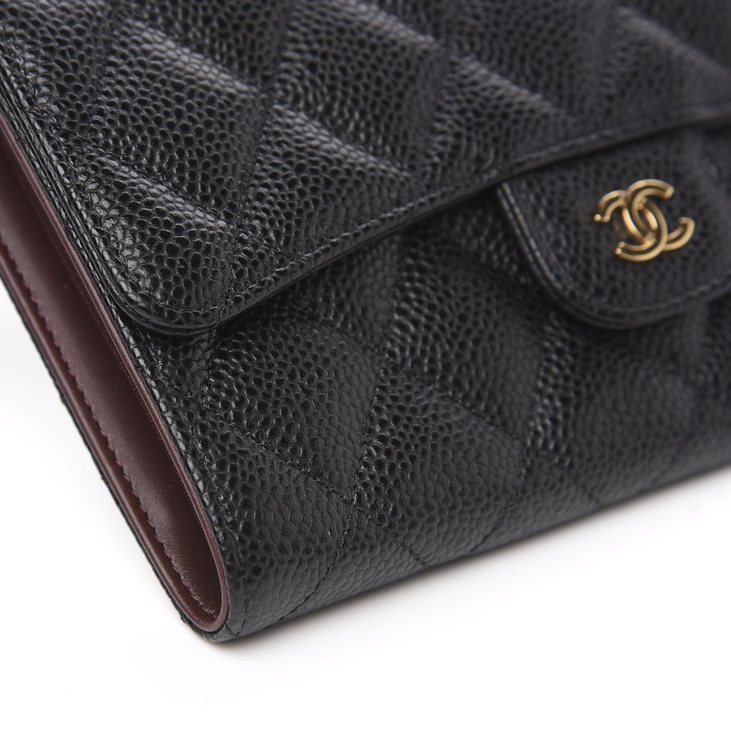 Caviar Quilted Large Flap Wallet Black