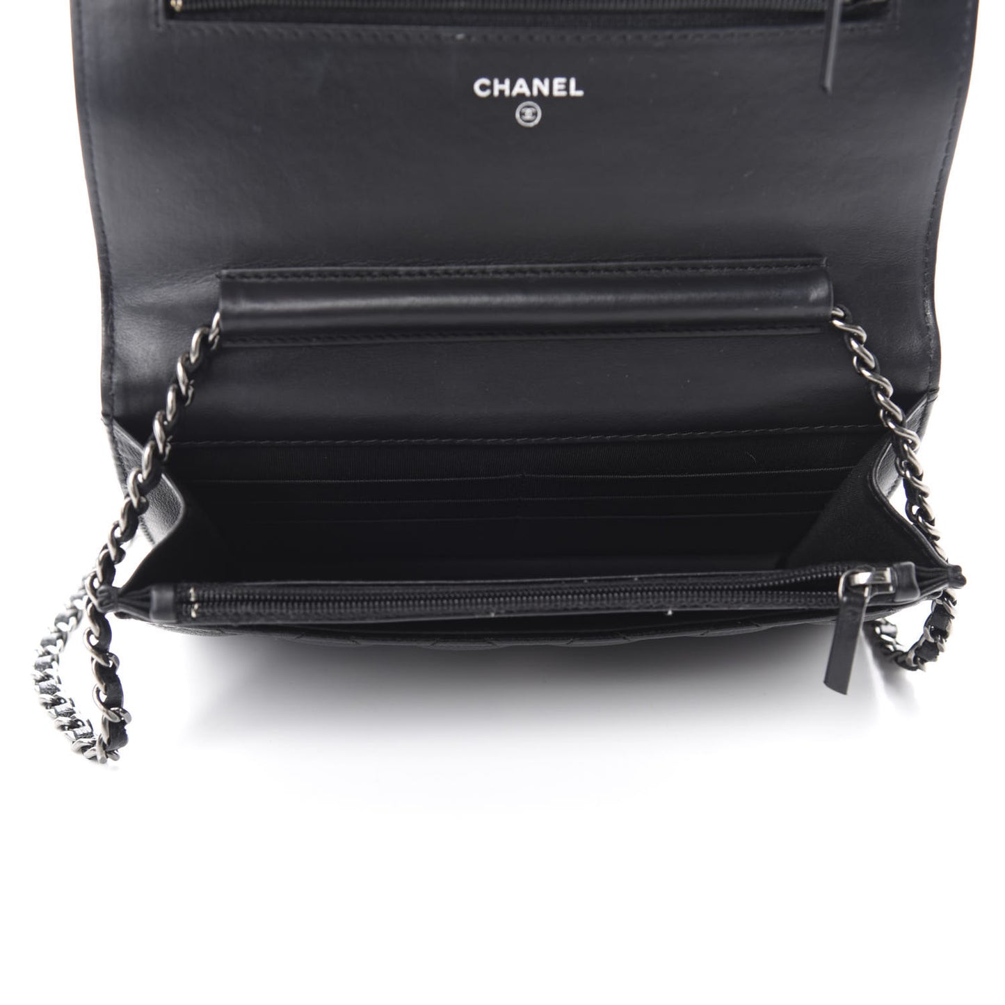 Calfskin Quilted Boy Wallet On Chain WOC Black