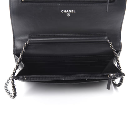 Chanel Calfskin Quilted Boy Wallet On Chain WOC Black 5 of 13