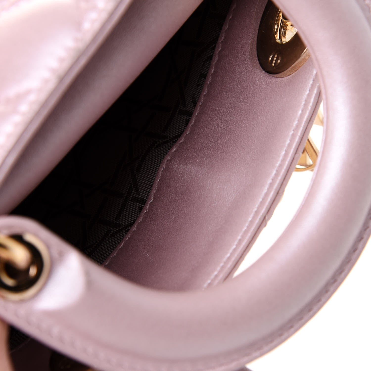 Christian Dior Metallic Lambskin Cannage Mini Lady Dior Lotus 10 of 12
