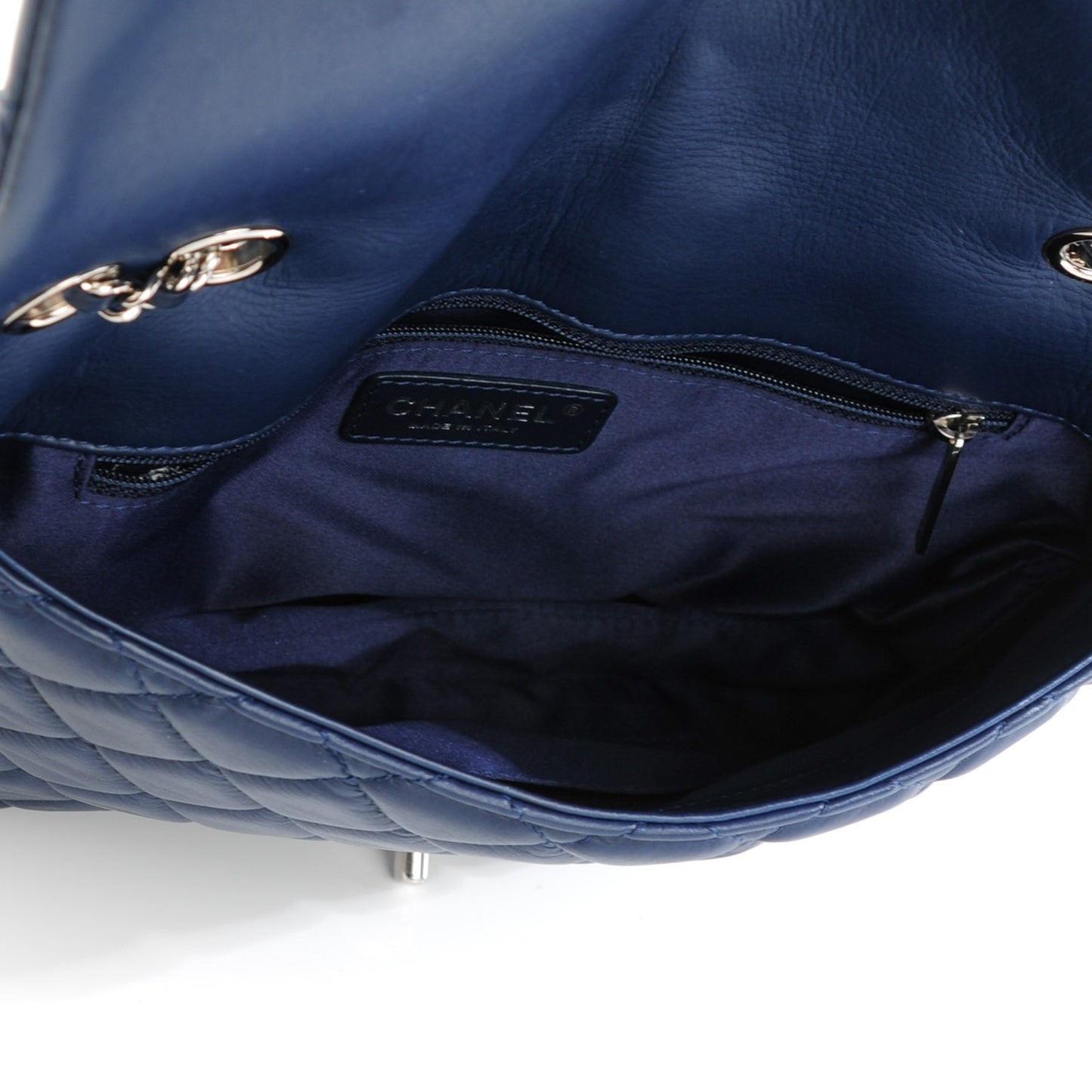 Lambskin Quilted Jumbo Chanel 3 Flap Navy