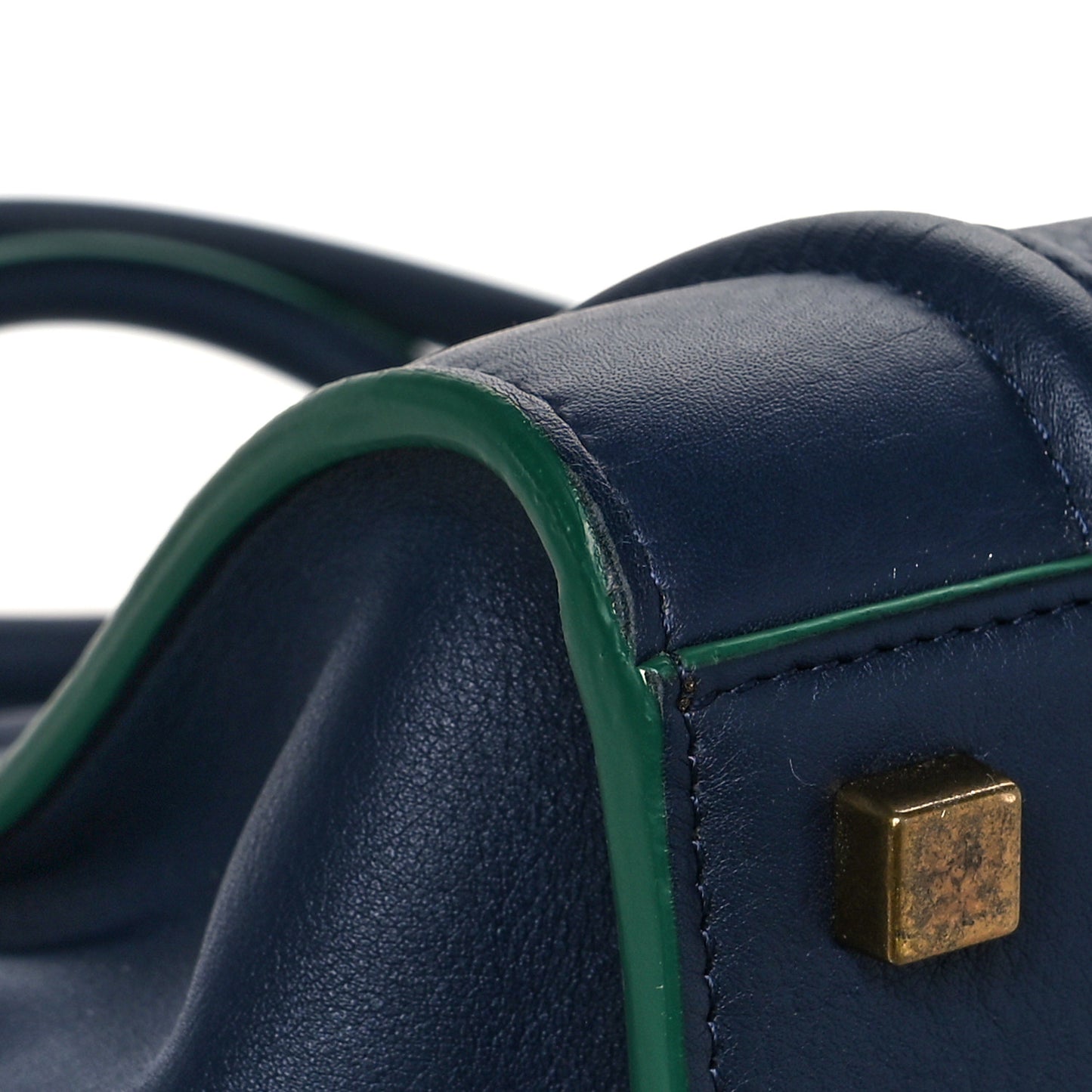 Supple Calfskin Medium Phantom Luggage Navy Blue Green Trim
