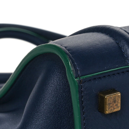 Celine Supple Calfskin Medium Phantom Luggage Navy Blue Green Trim 7 of 10