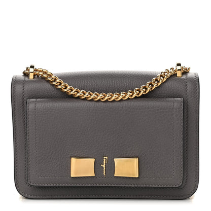 Salvatore Ferragamo Pebbled Calfskin Ginevra Chain Bag Grey 1 of 14