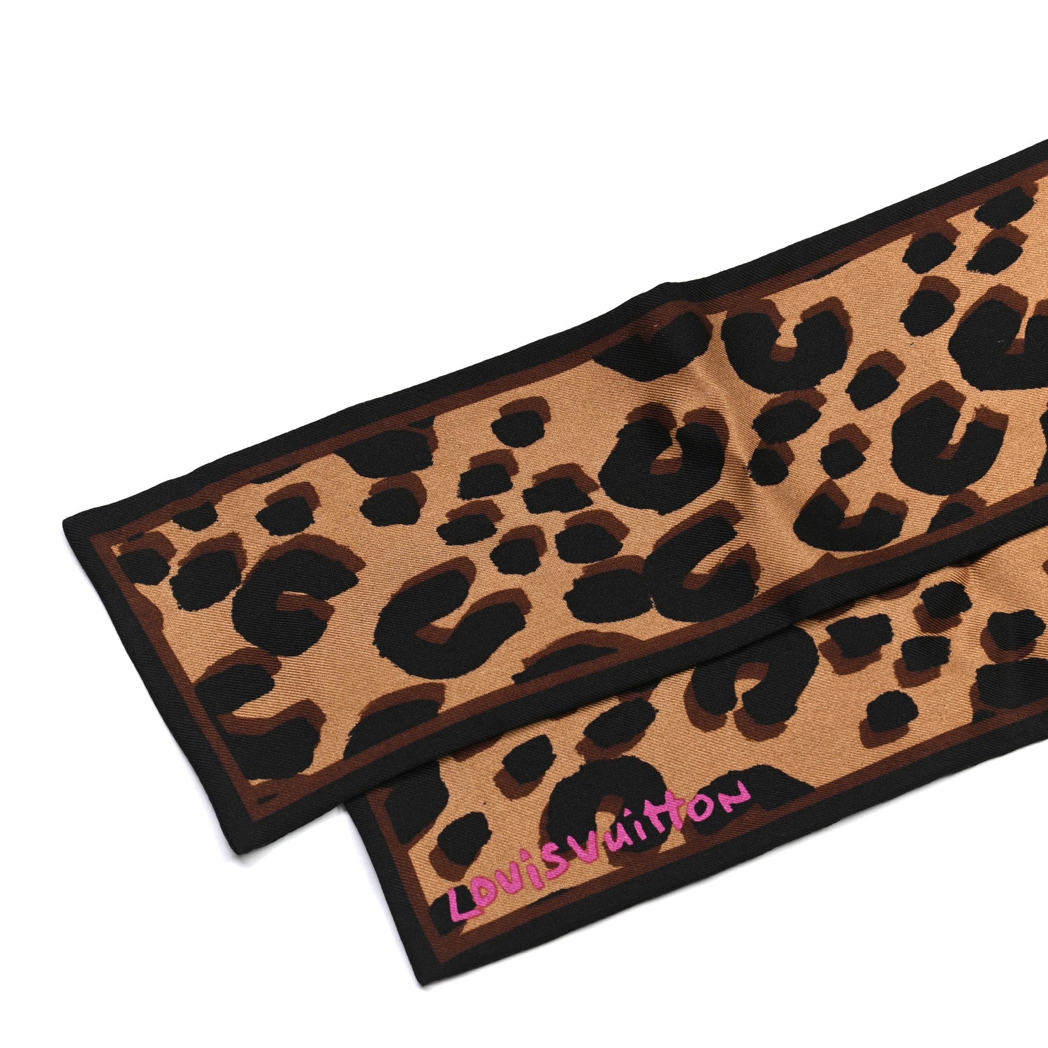 Louis Vuitton Silk Leopard Bandeau Scarf Marron 2 of 3