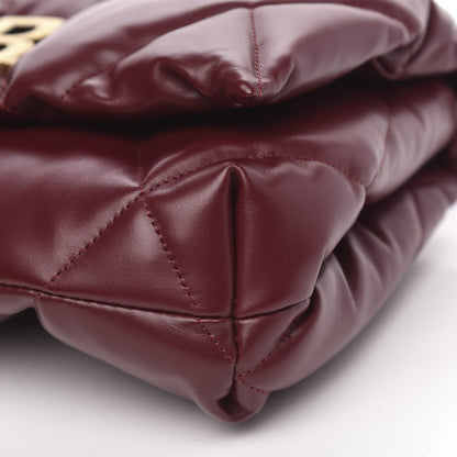 Balenciaga Nappa Calfskin Quilted Touch B Puffy Clutch Dark Red 8 of 9