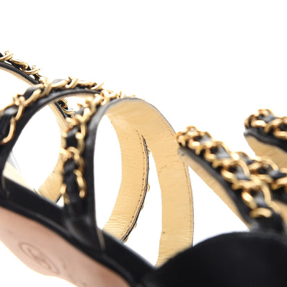 Chanel Lambskin CC Chain Sandals 35 Black 15 of 19