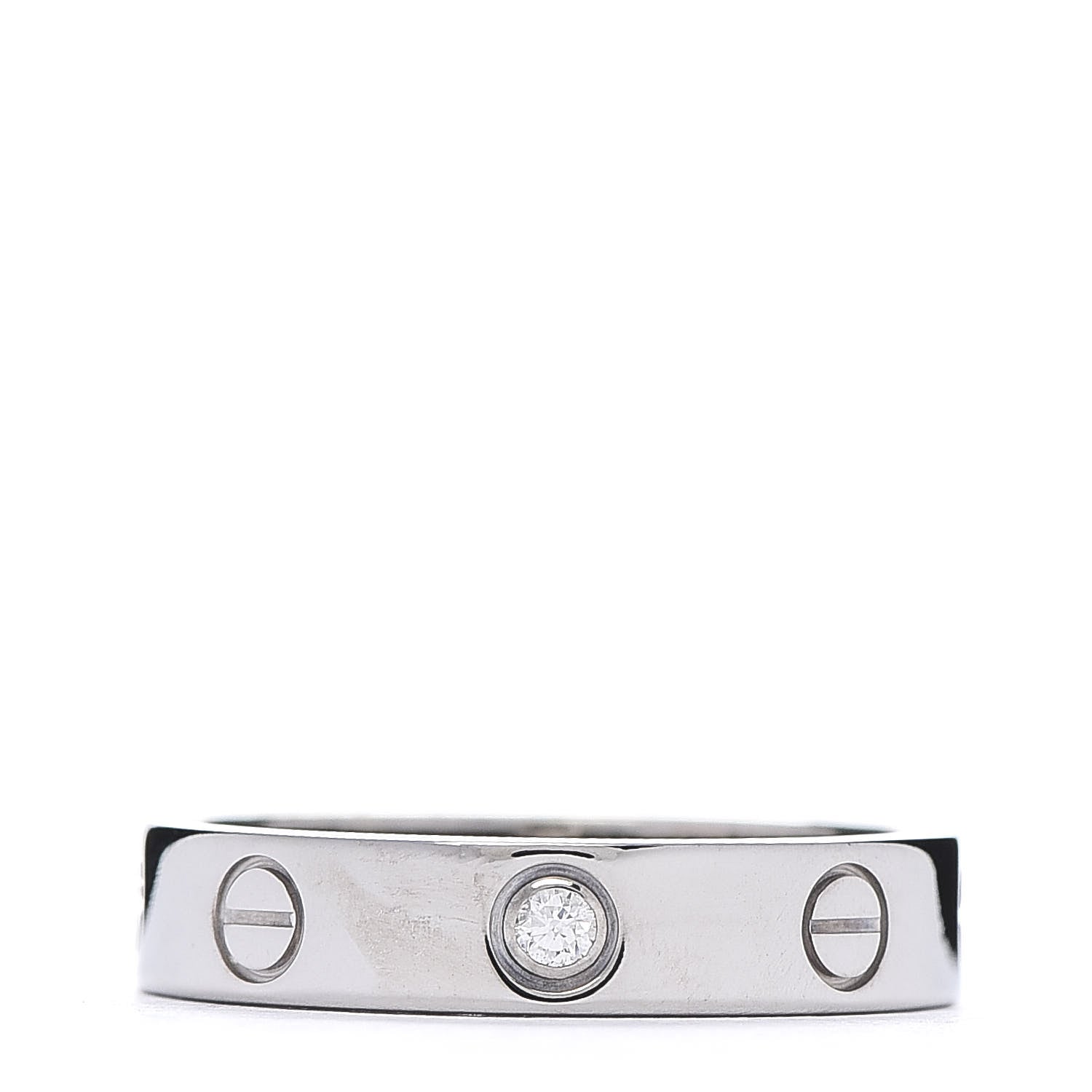 Cartier 18K White Gold Diamond 4mm LOVE Wedding Band Ring 51 5.75 1 of 4
