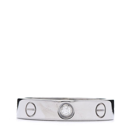 Cartier 18K White Gold Diamond 4mm LOVE Wedding Band Ring 51 5.75 1 of 4