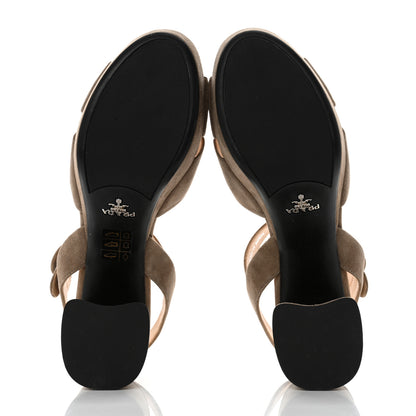 Prada Suede Crisscross Platform 20/65mm Sandals 37.5 Taupe 5 of 8