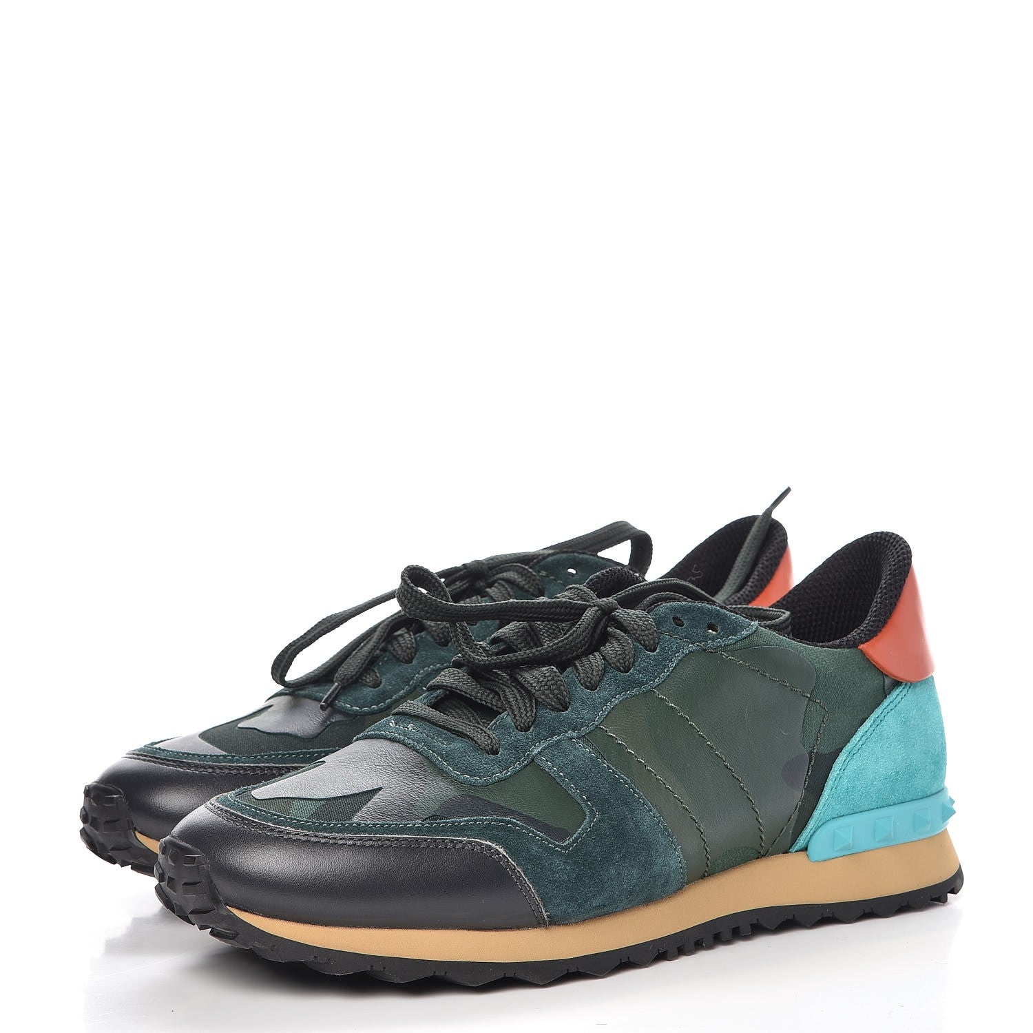 Valentino Garavani Nappa Suede Camouflage Rockrunner Sneakers 41.5 Multicolor 2 of 12