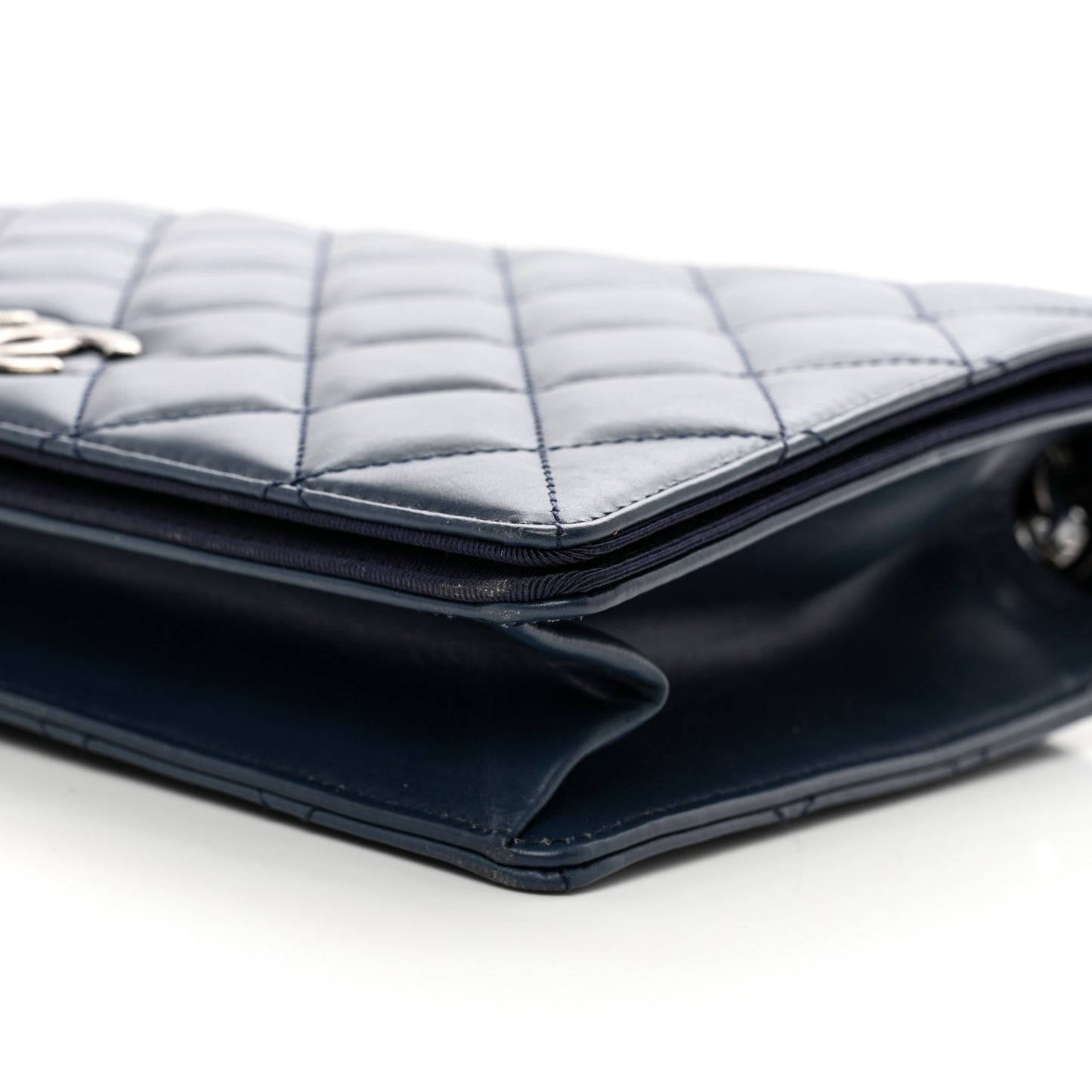 Calfskin Quilted Ballerine Flap Black Blue