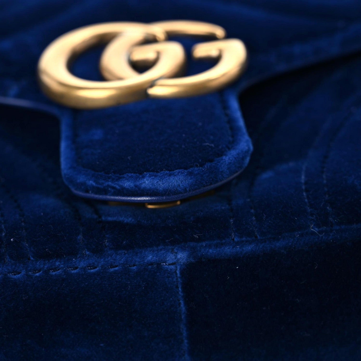 Gucci Velvet Matelasse Mini GG Marmont Shoulder Bag Cobalt Blue 13 of 16