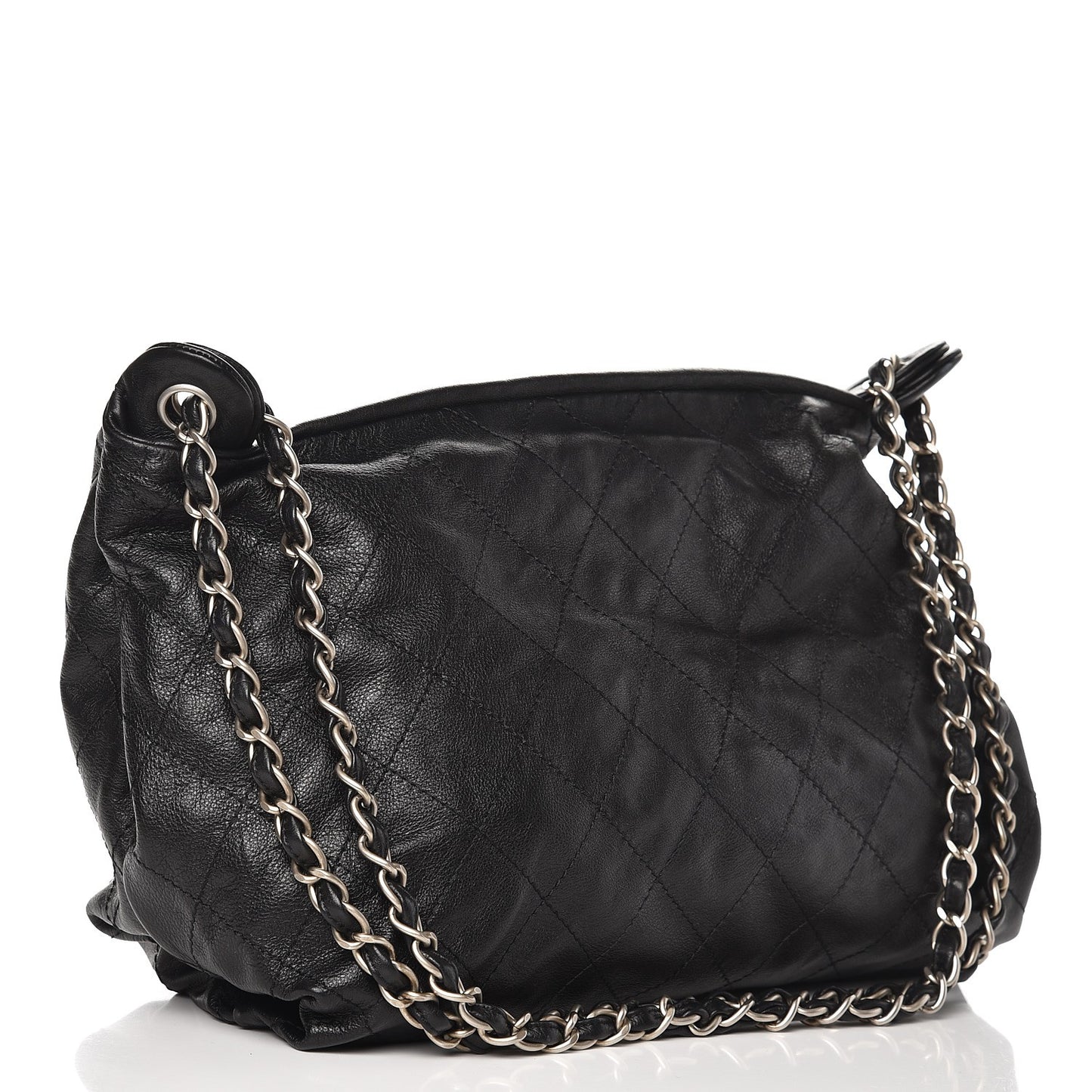 Calfskin Stitched Large Tote Black
