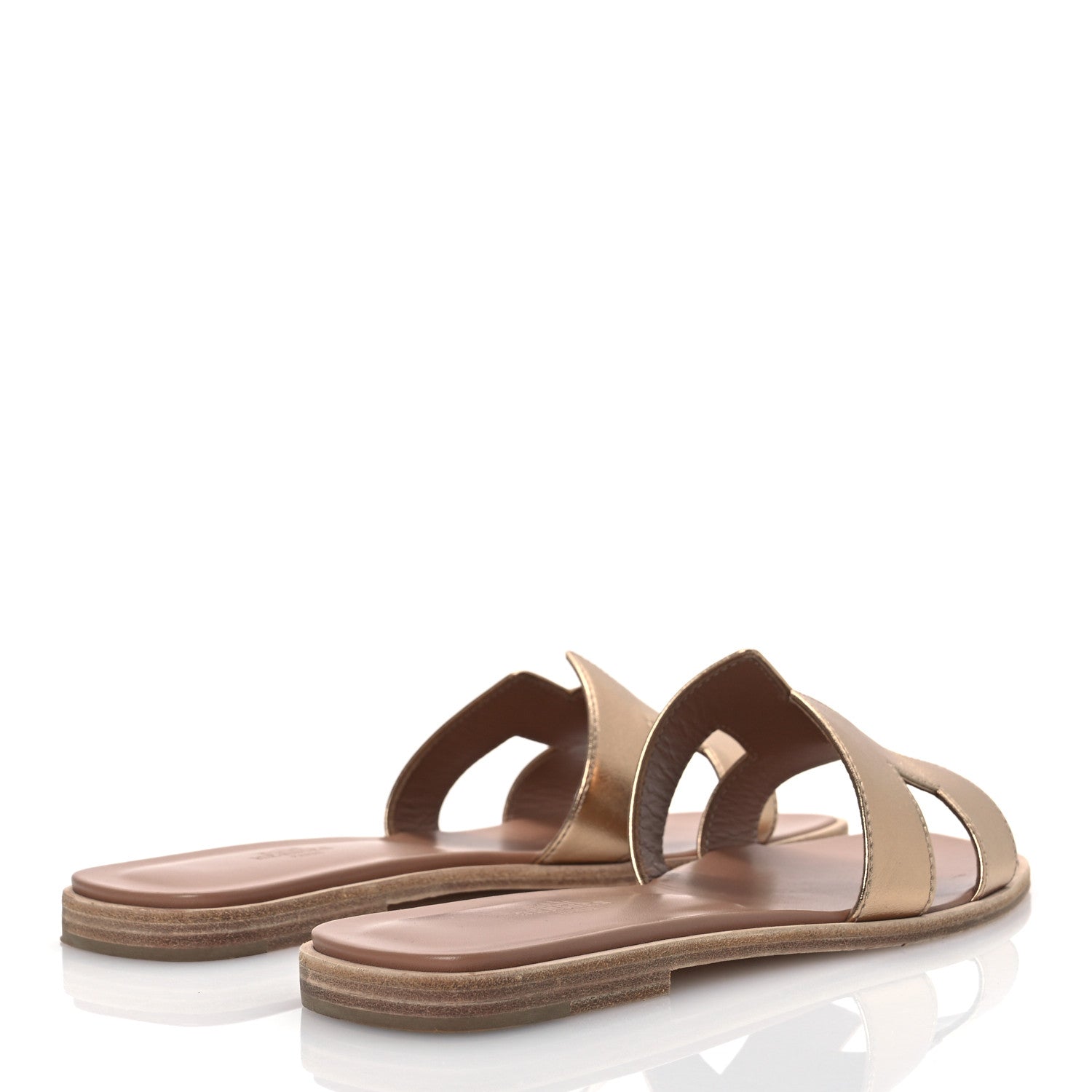 Hermes Metallic Calfskin Oran Sandals 38.5 Rose Dore 5 of 12
