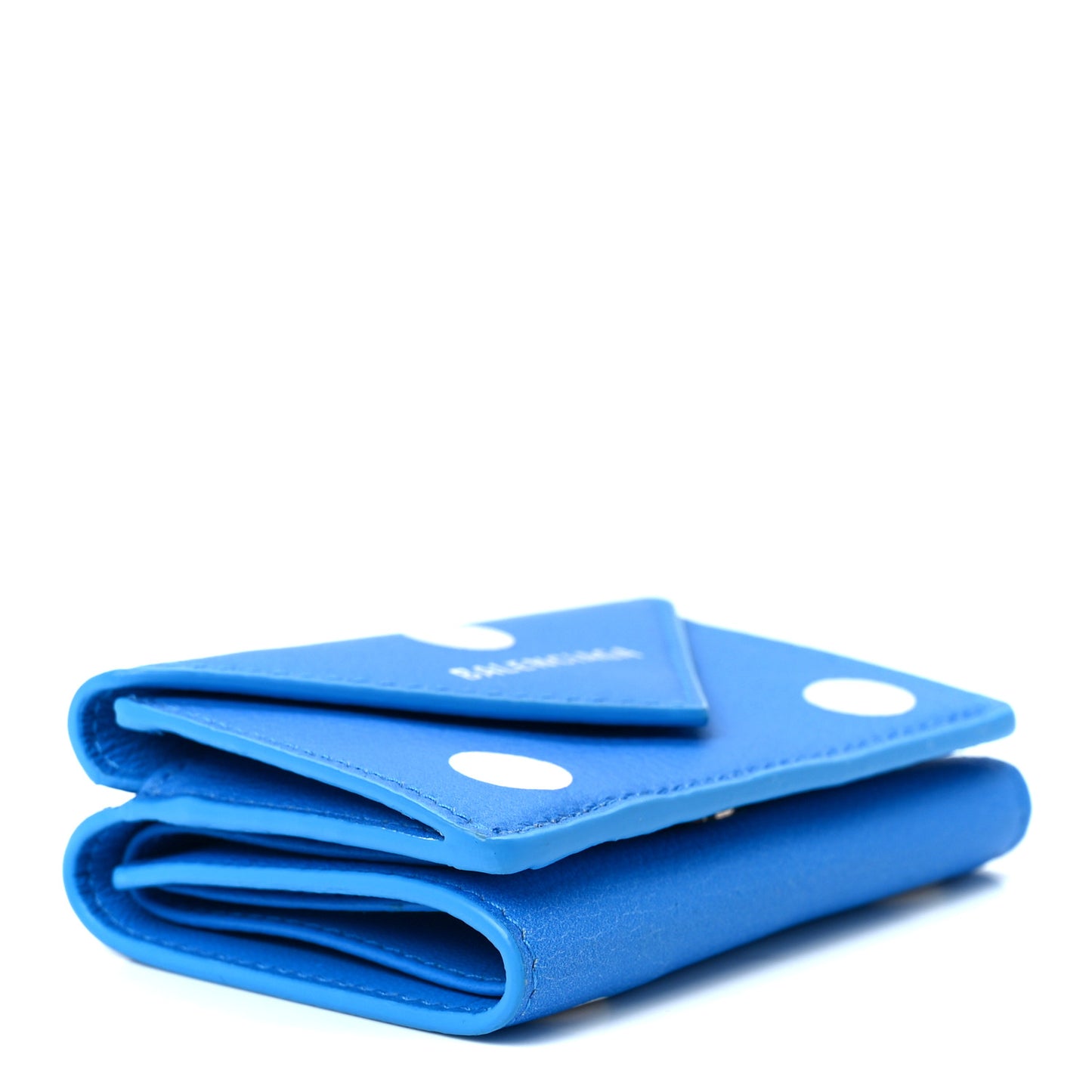 Calfskin Polka Dot Mini Papier Wallet Blue White