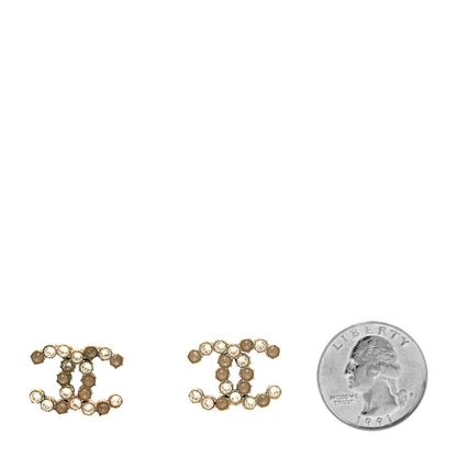 Chanel Crystal Poured Glass CC Earrings Gold Brown 2 of 4