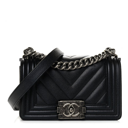 Chanel Caviar Chevron Quilted Small Boy Flap Black 1 of 4