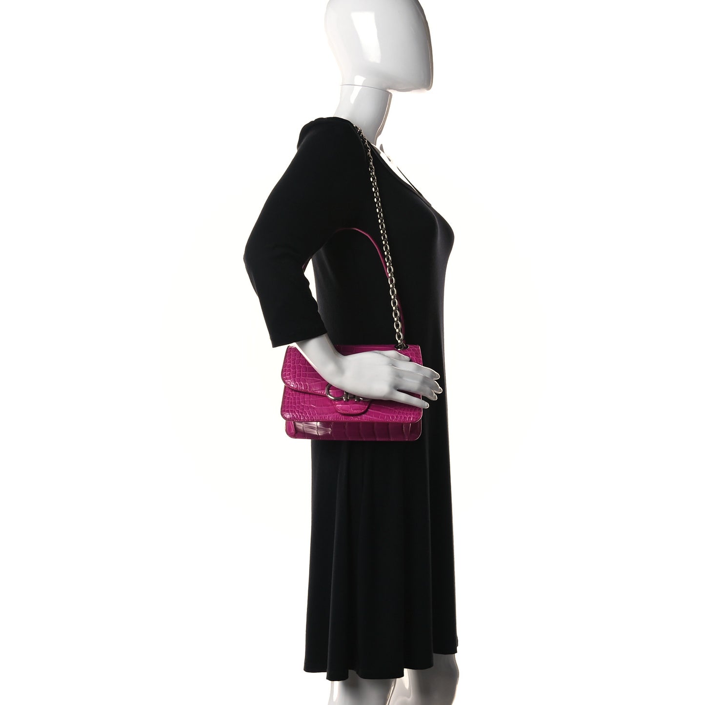 Crocodile Gancio Shoulder Bag Cerise